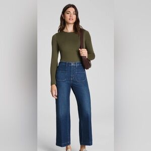 SPANX Cropped Wide Leg Jeans with Patch Pockets Denim Blue Jeans Size 2X (Tall)